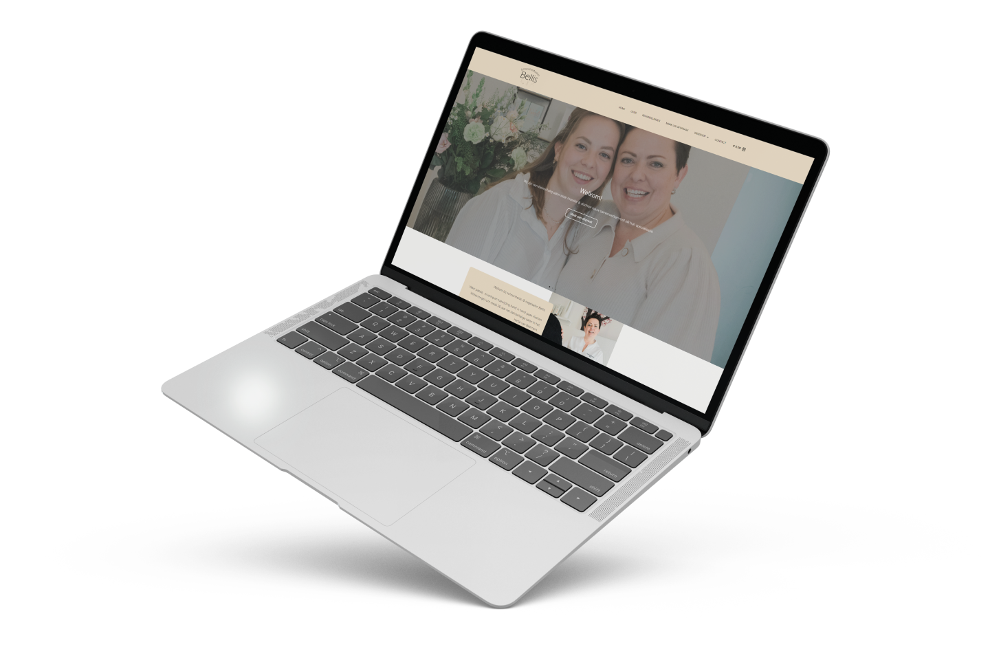 Website voorbeeld Schoonheidssalon Bellis op laptop